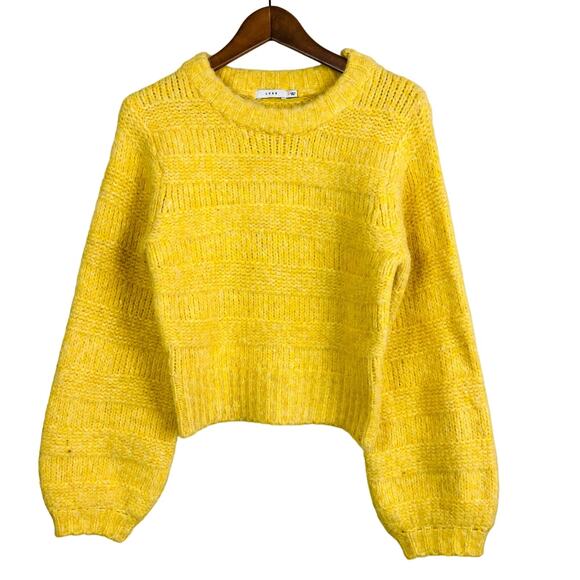 Lush Soft Knit Lemon Drop Sweater Long Sleeve Crop Golden - M - Picture 4 of 5